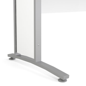 Kansas White Desk 150 cm | Silver Grey Steel Legs