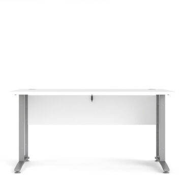 Kansas White Desk 150 cm | Silver Grey Steel Legs