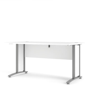Kansas White Desk 150 cm | Silver Grey Steel Legs