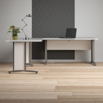 Kansas White Desk 150 cm | Silver Grey Steel Legs
