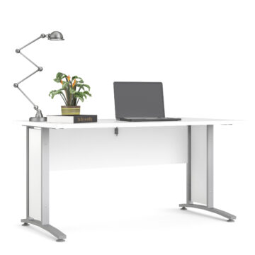 Kansas White Desk 150 cm | Silver Grey Steel Legs