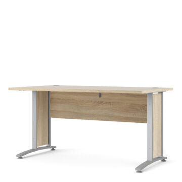 Kansas White Desk | Oak Finish | Silver Grey Steel Legs