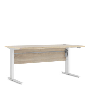 Kansas Desk 150 cm in Oak | Height Adjustable Legs | Electric Control in White | Self Assembly