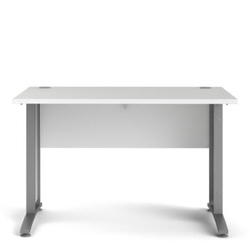 Kansas White Desk 120 cm | Grey Steel Legs