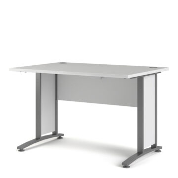Kansas White Desk 120 cm | Grey Steel Legs