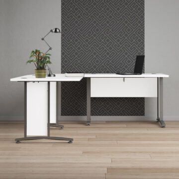 Kansas White Desk 120 cm | Grey Steel Legs