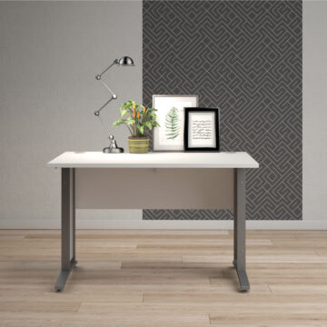Kansas White Desk 120 cm | Grey Steel Legs