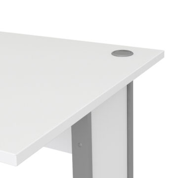 Kansas White Desk 120 cm | Grey Steel Legs