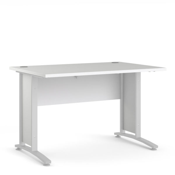 Kansas Desk 120 cm in White with White Legs | Self Assembly