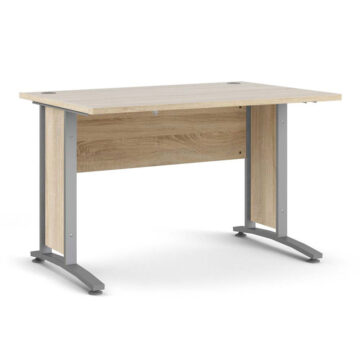 Kansas Desk 120 cm in Oak with Silver Grey Steel Legs