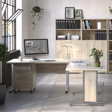 Kansas Desk 120 cm | Oak Finish | Grey Steel Legs