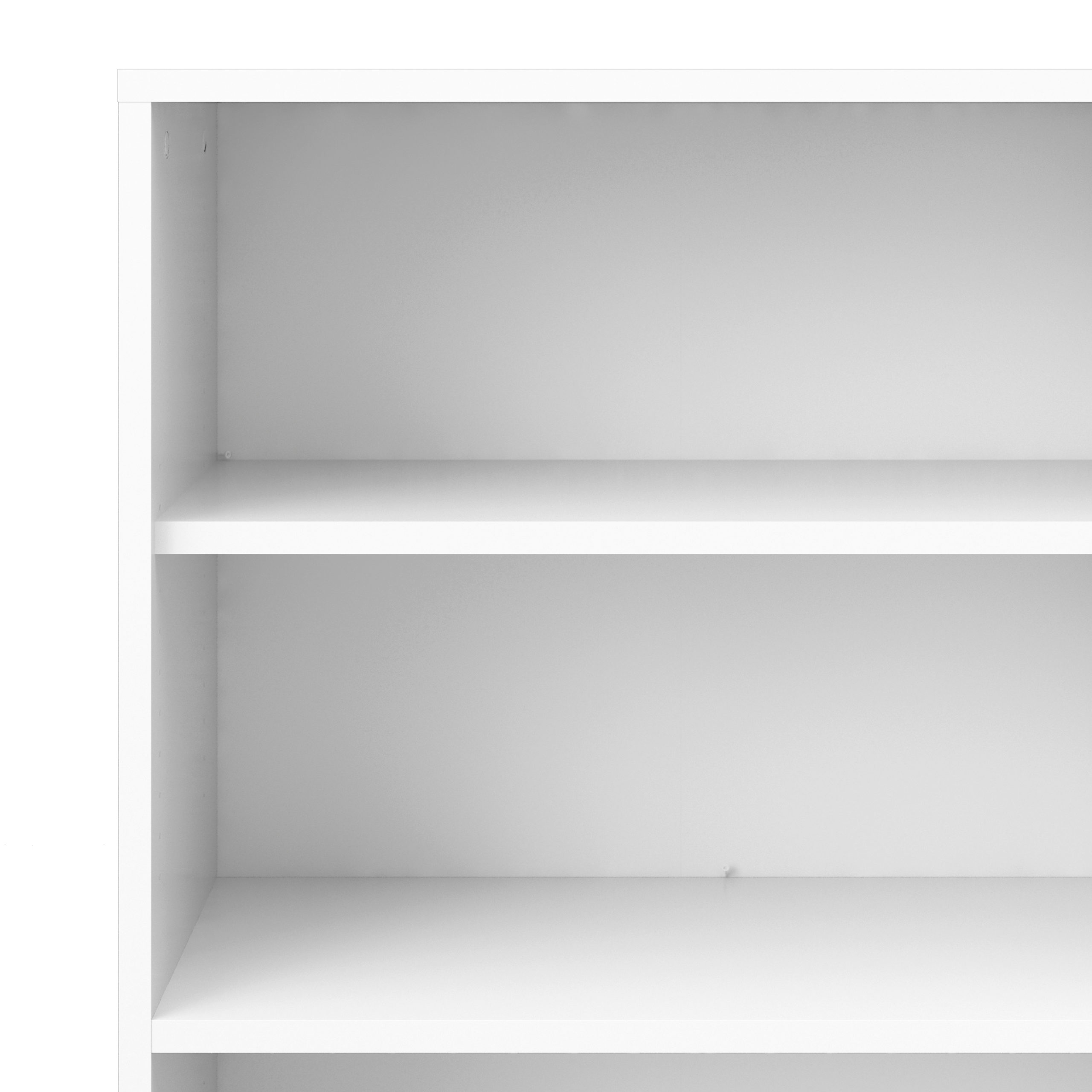 Kansas Bookcase 3 Shelves with 2 Drawers and 2 Doors in White Self