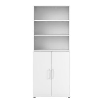 Kansas Bookcase 3 Shelves with 2 Doors in White