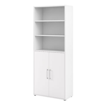Kansas Bookcase 3 Shelves with 2 Doors in White