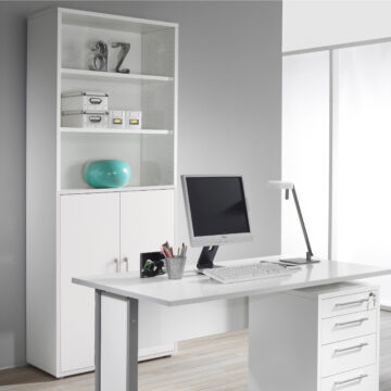 Kansas Bookcase 3 Shelves with 2 Doors in White