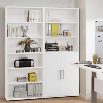 Kansas Bookcase 3 Shelves with 2 Doors in White