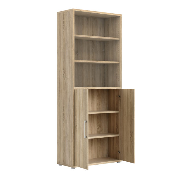 Kansas Bookcase 3 Shelves with 2 Doors in Oak | Self Assembly