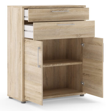 Kansas Bookcase 2 Drawers 2 Doors | Oak Finish