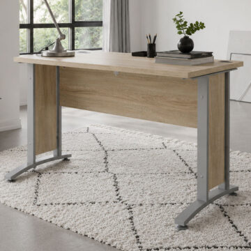 Kansas Desk 120 cm | Oak Finish | Grey Steel Legs
