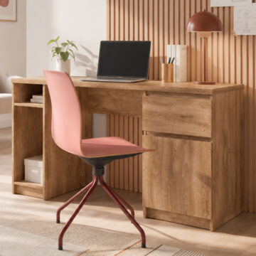 Birtley 1 Door 1 Drawer Twin Pedestal Desk | Oak Finish