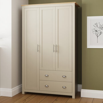 Fife Cream 3 Door 2 Drawer Wardrobe | Cream | Clearance