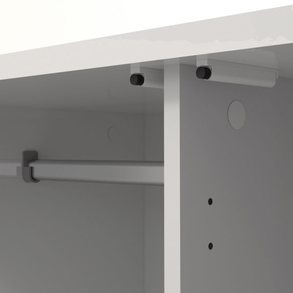 Warkworth Wardrobe with 2 doors + 1 drawer in White High Gloss