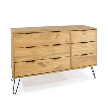 Avila Pine 3 Over 3 Wide Chest of Drawers | Antique Waxed Pine