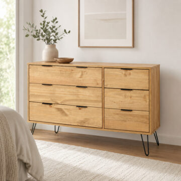 Avila Pine 3+3 Wide Chest of Drawers | Antique Waxed Pine
