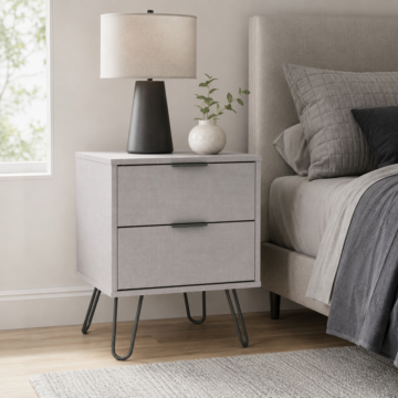 Avila Grey 2 Drawer Bedside Cabinet
