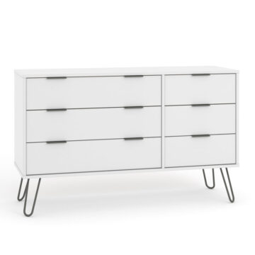 Avila White 3 Over 3 Wide Chest of Drawers