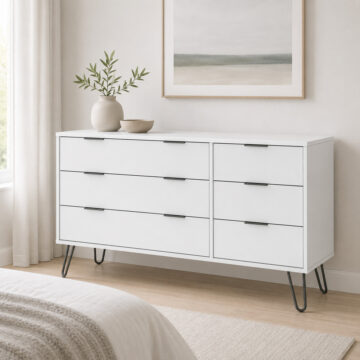 Avila White 3+3 Drawer Wide Chest | White