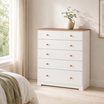Thornton White 5 Drawer Chest | Soft White