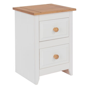 Beauly White 2 Drawer Compact Bedside Cabinet