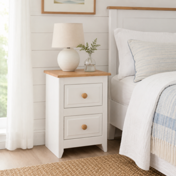 Beauly White 2 Drawer Compact Bedside Cabinet