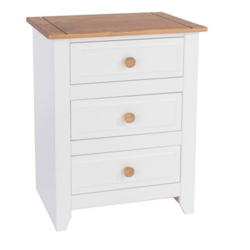 Beauly White 3 Drawer Bedside Cabinet