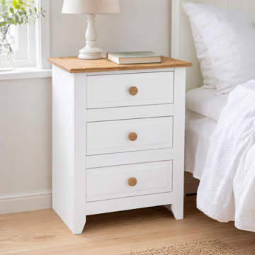 Beauly White 3 Drawer Bedside Cabinet