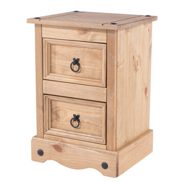 Azusa 2 Drawer Petite Bedside Cabinet | Pine Finish