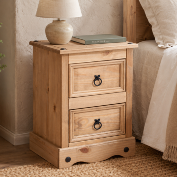 Azusa 2 Drawer Petite Bedside Cabinet | Pine Finish
