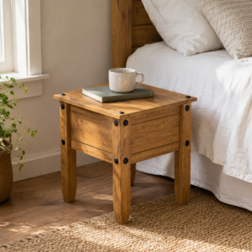 Azusa Lamp Table | Antique Waxed Pine | Bedside Table