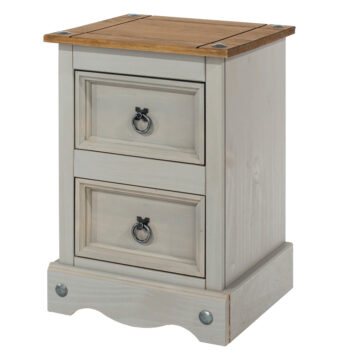 Azusa Grey 2 Drawer Petite Bedside Cabinet