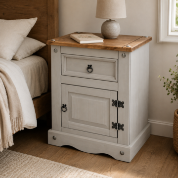 Azusa Grey 1 Door 1 Drawer Bedside Cabinet