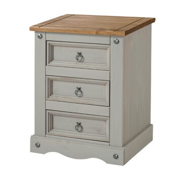 Azusa Grey 3 Drawer Bedside Cabinet