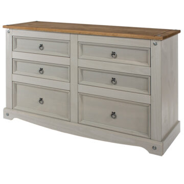 Azusa Grey 3 Over 3 Wide Chest of Drawers
