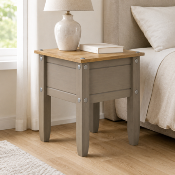 Azusa Grey Lamp Table | Grey Wax | Bedside Table