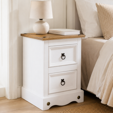 Azusa White 2 Drawer Petite Bedside Cabinet