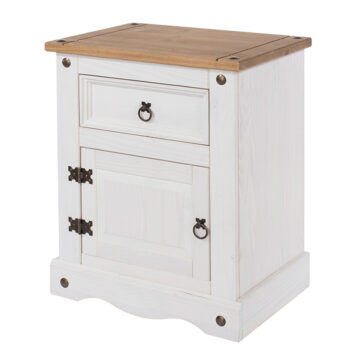 Azusa White 1 Door 1 Drawer Bedside Cabinet