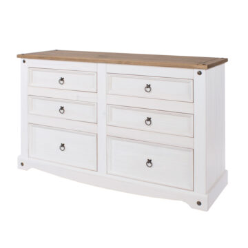 Azusa White 3 Over 3 Wide Chest of Drawers