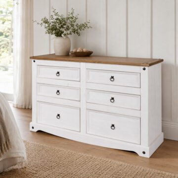 Azusa White 3+3 Drawer Wide Chest | White