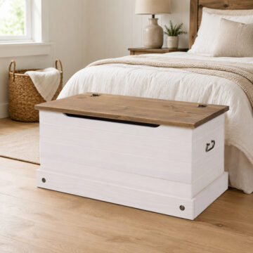 Azusa White Blanket Box | White