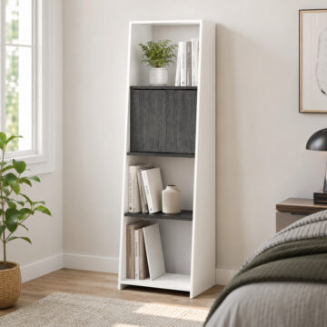 Irving White Bookcase with Doors | White